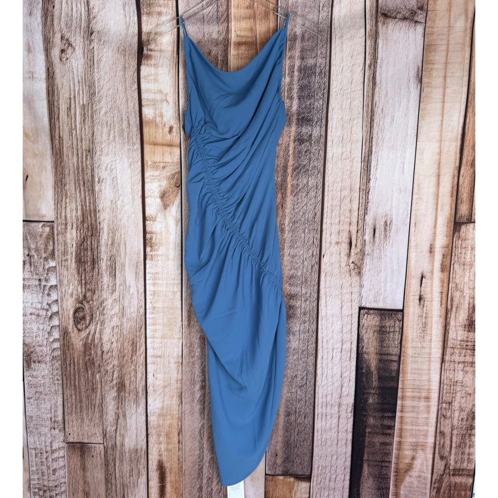 Abercrombie & Fitch Ruched Midi Dress Coastal Romantic Asymmetrical Size XS NWT‎